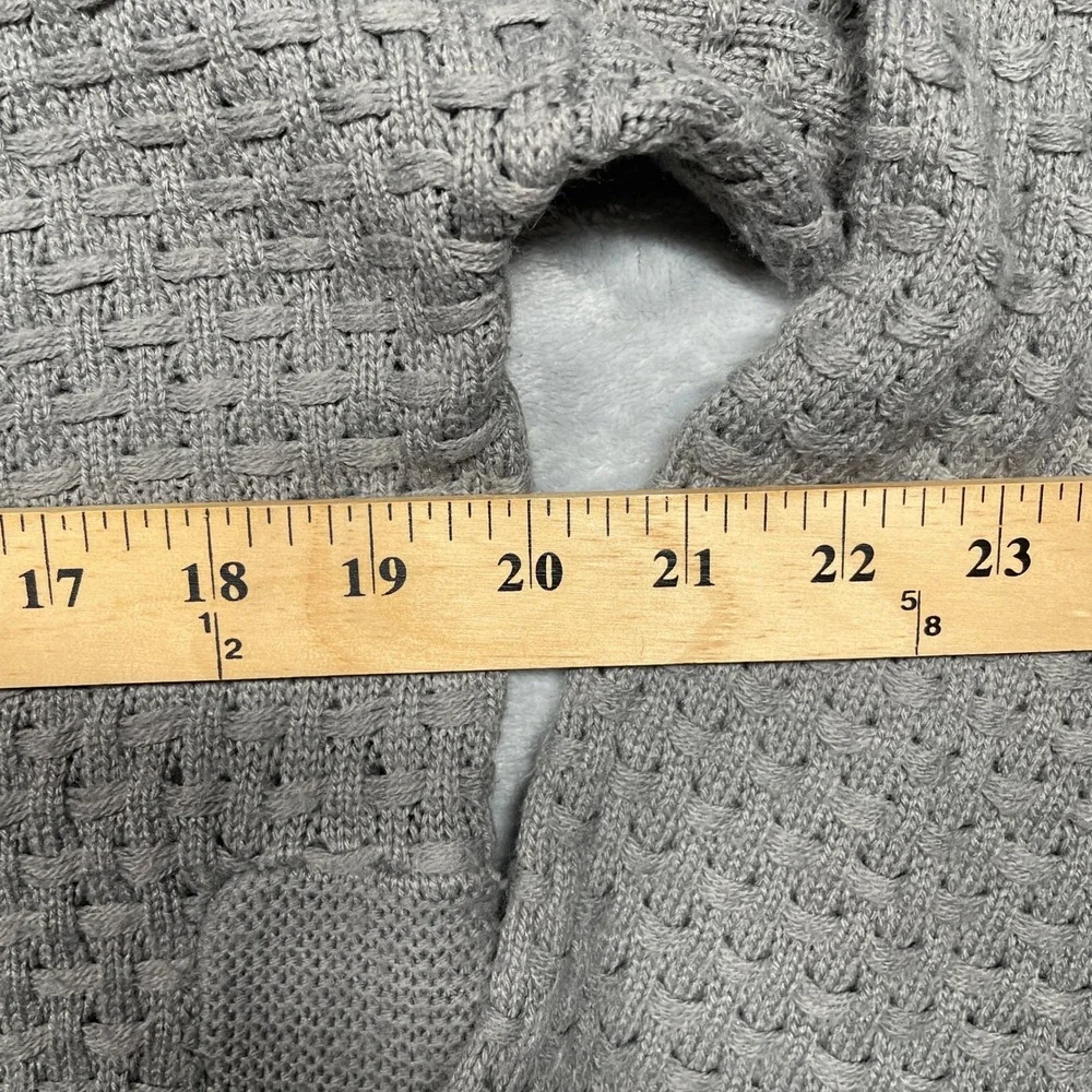 Dressbarn Sweater Womens Medium Gray Button Shoulder Basketweave Knit Pullover